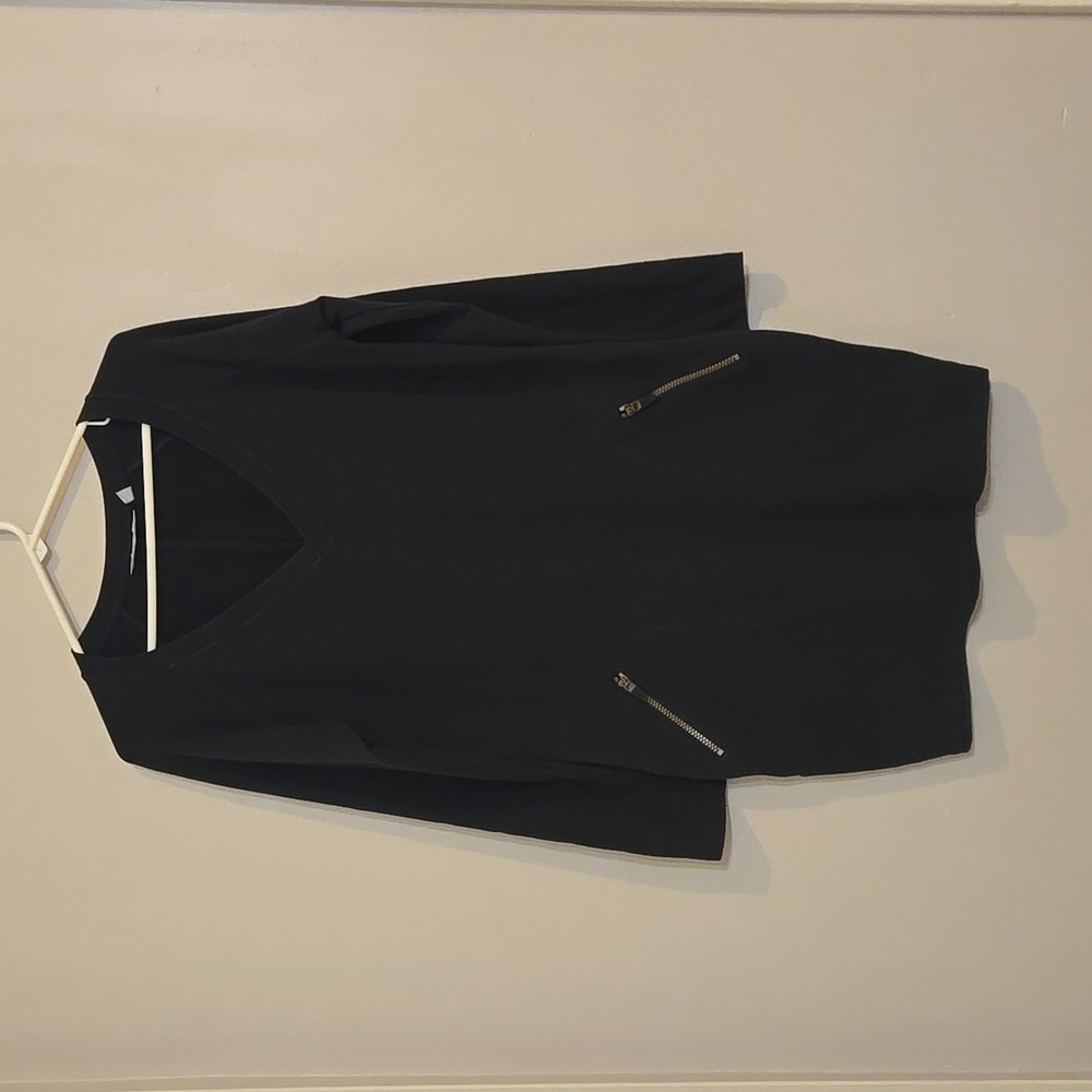 Athleta Sweatshirt Dress Black Size Medium Petite Zipper Pockets